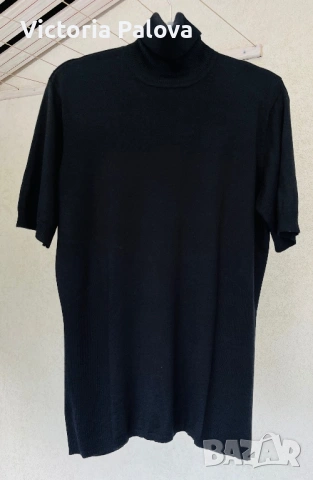 Луксозна копринена блуза с поло яка , снимка 2 - Блузи с дълъг ръкав и пуловери - 53225453