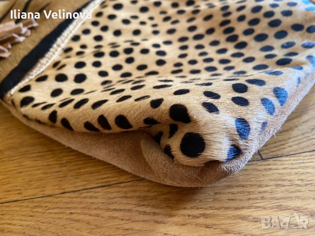 Тигров принт естествена кожа чанта, снимка 3 - Чанти - 42363560