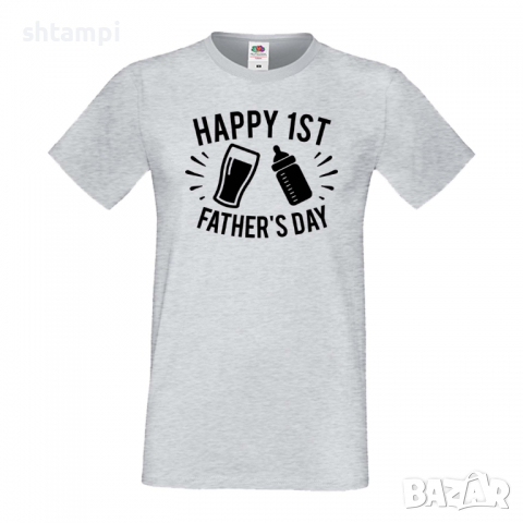Мъжка тениска Happy 1st Father's Day Баща, Дядо,Празник,Татко,Изненада,Повод,Рожден ден, Имен Ден,, снимка 1 - Тениски - 36504376