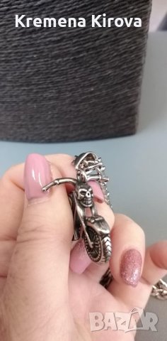 Мъжко колие от благородна стомана с мотор с череп. Идея за подарък., снимка 2 - Колиета, медальони, синджири - 41775532