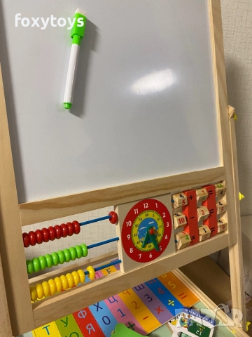 Двустранна дървена магнитна дъска с българската азбука, цифри - 66 см., снимка 5 - Образователни игри - 52432334