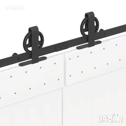 vidaXL Комплект механизъм за плъзгаща врата, 400 см, стомана, черен, снимка 9 - Железария - 56146970