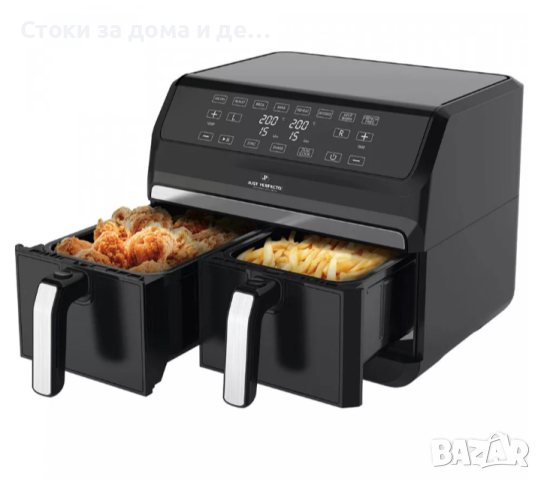 ✨Фритюрник с горещ въздух Just Perfecto JL-09 XXL, 2 кошници, 8в1, 1700 W, 8L., Черен , снимка 1