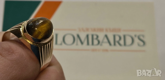 Златен мъжки пръстен - Тигрово око 5.82гр, снимка 2 - Пръстени - 51644301