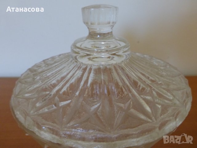 Ретро стъклена захарница бонбониера 1930 г, снимка 6 - Аксесоари за кухня - 44247722