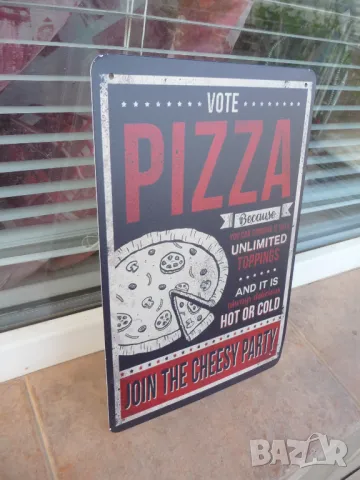 Метална табела храна пица голяма парти сосове кутия доставка топла, снимка 2 - Рекламни табели - 50381194