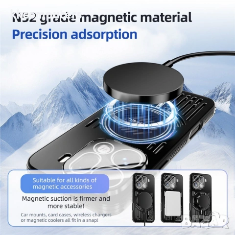 Магнитен Калъф ABEEL за Oppo Find X9 5G - Алуминиева сплав, PC+TPU, Охлаждащ, Вкл. Протектор - 5 Цвя, снимка 4 - Резервни части за телефони - 53412582