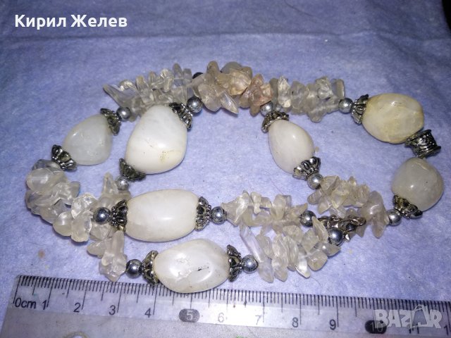 КРАСИВА СКЪПОЦЕННА ОГЪРЛИЦА от НАТУРАЛЕН МЛЕЧЕН КВАРЦ и ПЛАНИНСКИ КРИСТАЛ и МЕТАЛ 38863, снимка 2 - Колиета, медальони, синджири - 41837211