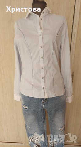 Спортно-елегантна риза в синьо и бяло - 12,00лв., снимка 4 - Ризи - 29277176