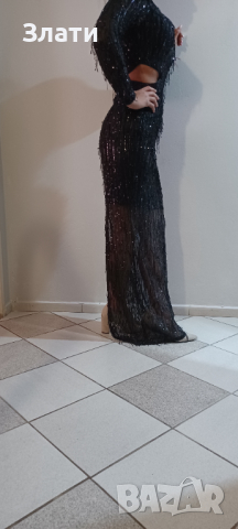 Елегантна, черна рокля с паети!НОВА-с етикет!, снимка 4 - Рокли - 36203064