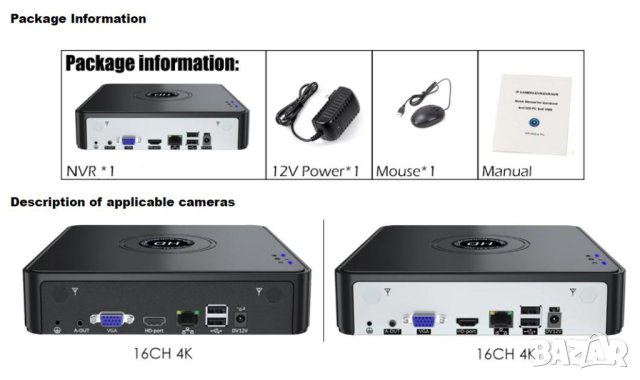 FHD 4K Ultra HD ONVIF P2P H.265+ HEVC 16ch NVR 8MPx IP Камери AI Human Detection Лицево Разпознаване, снимка 11 - IP камери - 41370904