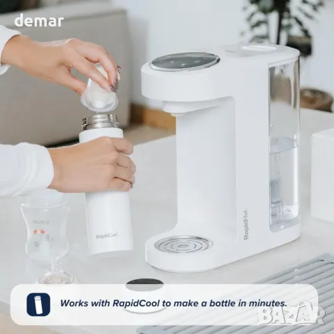 Уред за приготвяне на бебешки шишета Nuby RapidHot, предварително зададени обеми и температура, бял, снимка 5 - Прибори, съдове, шишета и биберони - 50287639