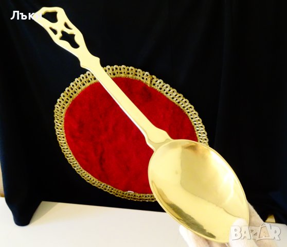 Старинна бронзова лъжица,черпак 45 см. , снимка 2 - Антикварни и старинни предмети - 38839386