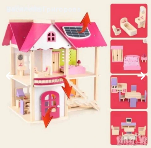 Детска дървена къща, снимка 2 - Играчки за стая - 50900007