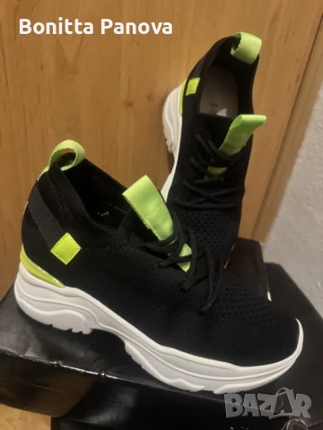 Черни маратонки на платформа, снимка 2 - Маратонки - 53575663