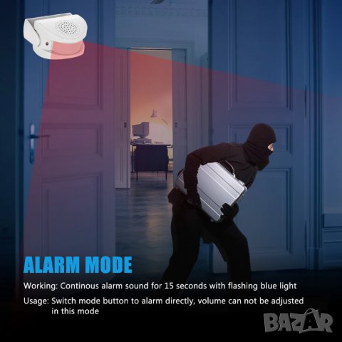 PIR сензор със звук, ПИР сензор за движение с аларма, PIR датчик за движение, алармен сигнал, звуци, снимка 7 - Други - 39278436