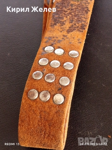 Винтидж кафяв кожен колан с капси и монети много красив 44288, снимка 8 - Колани - 51845391