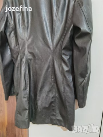 Кожено черно сако от изкуствена кожа, снимка 6 - Сака - 41481376