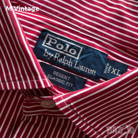 Мъжка риза Polo Ralph Lauren Classic Fit Striped Stretch Poplin Shirt Red/White, снимка 5 - Ризи - 49610886