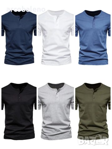 Мъжка тениска Henry Crewneck Short Sleeve T-shirt Men's Slim fit, 6цвята - 023