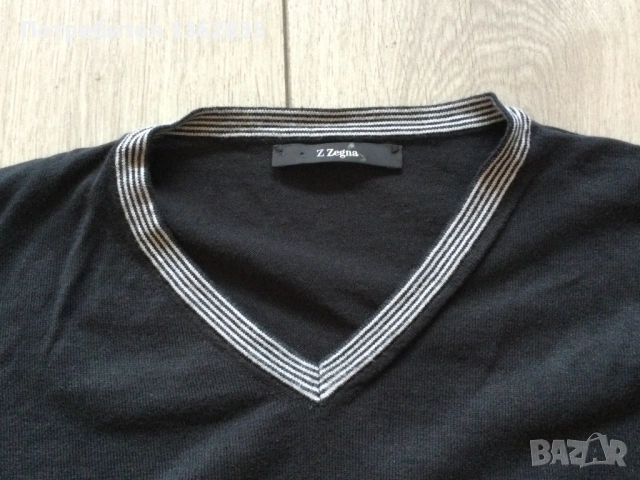 оригинален черен тънък пуловер ERMEGILDO Z ZEGNA размер XXL от Италия, снимка 2 - Пуловери - 53041459