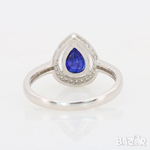 Сребърен пръстен с Royal Blue Сапфир и сертификат , снимка 4 - Пръстени - 53647265