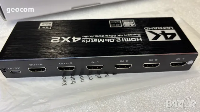 ESTONE 4K@60Hz HDMI Matrix Switch 4 X 2 Switcher (Комплект), снимка 2 - Други - 48442521