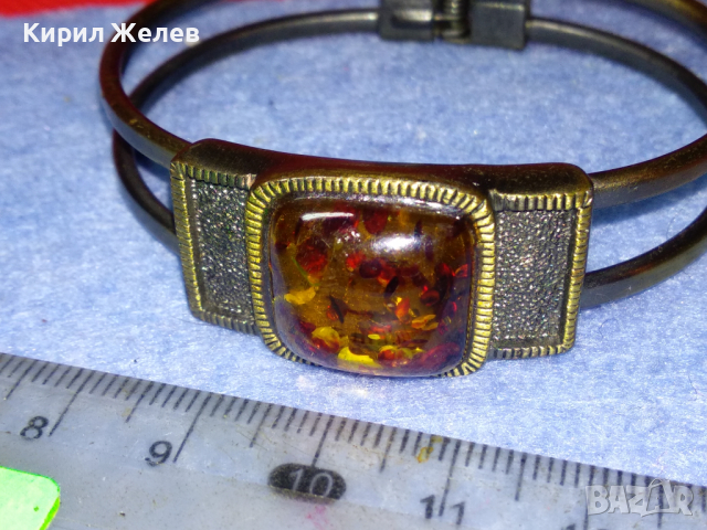 БРОНЗИРАНА ВИНТИДЖ АРТ ГРИВНА от БЛАГОРОДНА СТОМАНА с ТОПЕН КЕХЛИБАР / КАТАЛИН 44194, снимка 11 - Гривни - 44756056