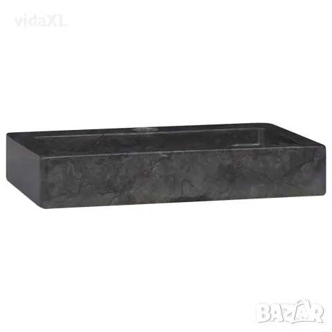 vidaXL Стенна мивка черна 38x24x6,5 см мрамор, снимка 3 - Мивки - 56146145
