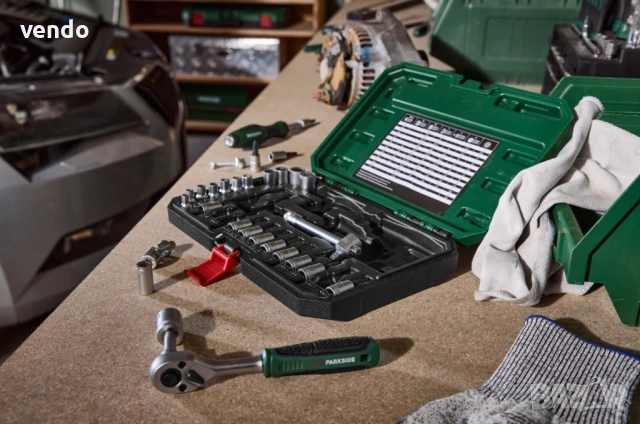 *ЧИСТО НОВ*PARKSIDE Комплект тресчотки с накрайници , снимка 2 - Гедорета - 53623679