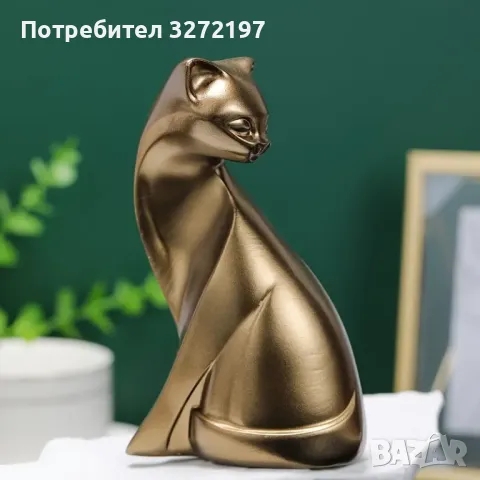 Статуя на котка с античен бронзов завършек, снимка 1