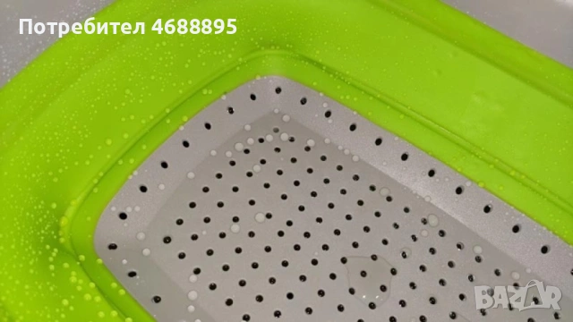 Сгъваема правоъгълна кошница за измиване и изцеждане на плодове и зеленчуци