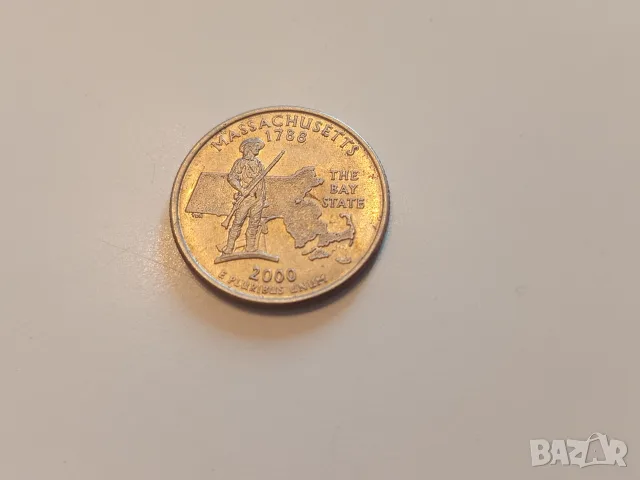 Монета 2000 Съединени Щати Washington Quarter - 25 Cents (The Bay State, MASSACHUSETTS) , снимка 2 - Нумизматика и бонистика - 55764985