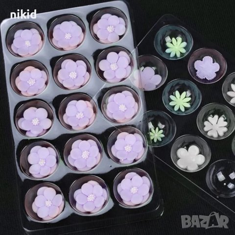 15 бр пластмасова прозрачни гнезда за оформяне сушене на цветя от фондан форма полусфери полу сфери, снимка 2 - Други - 24753403