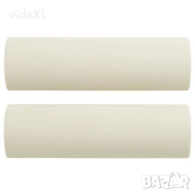 vidaXL Декоративни възглавници, 2 бр, кремави, Ø15x50 см, кадифе(SKU:349517, снимка 1