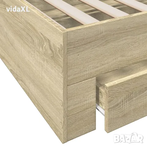 vidaXL Рамка за легло с чекмеджета, дъб сонома, 200x200 см, снимка 8 - Спални и легла - 56146856