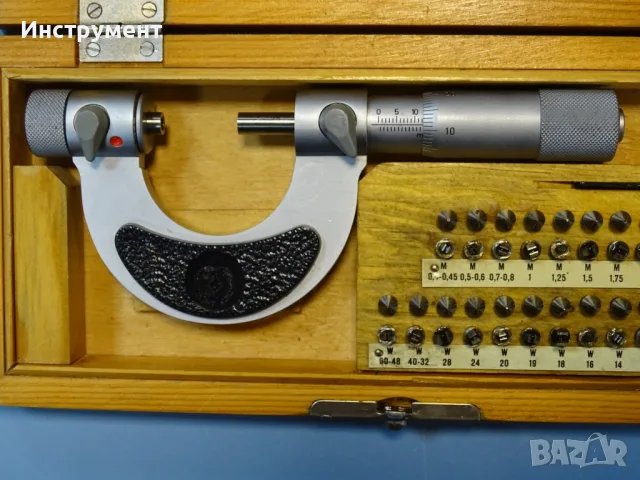 Микрометричен резбомер DDR VEB Suhl M-W Thread Мicrometer 0-25mm, снимка 4 - Други инструменти - 55751498