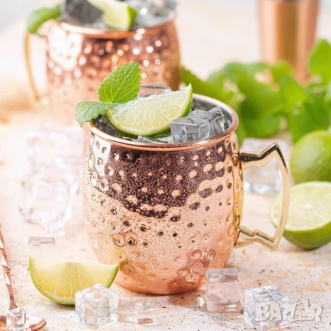 Нови медни чаши с дръжки, 100% чист мед, Moscow Mule, 2 броя чаши в цената, снимка 7 - Чаши - 50986133