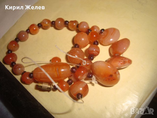 СТАР РЕТРО АРТ ГЕРДАН от НАТУРАЛН ШЛИФОВАН ХЕЛЦЕДОН КОЛИЕ ОГЪРЛИЦА 18927, снимка 9 - Колиета, медальони, синджири - 35996817