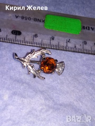 НЕЖНА ФЛОРАЛНА РЕТРО АРТ СКЪПОЦЕННА СРЕБРИСТА БРОШКА БЛАГОРОДНА СТОМАНА с ФАСЕТИРАН ТОПАЗ 38631, снимка 12 - Други - 41622930