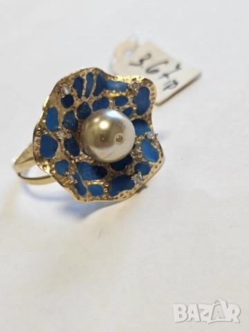 Дамски златен пръстен с перла 585/14к 3.67гр