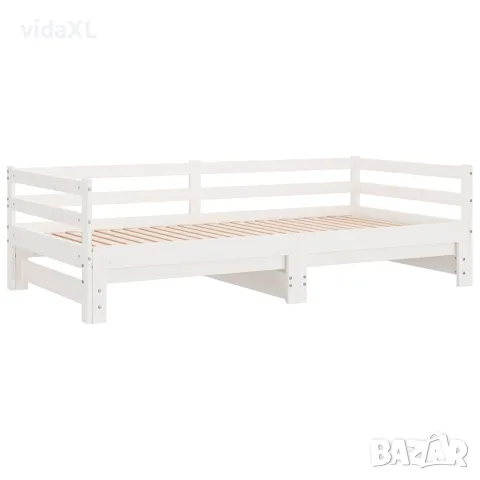 vidaXL Разтегателно дневно легло, без матрак, бяло, 90x200 см, снимка 3 - Спални и легла - 56147808