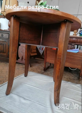 Красива кръгла маса от масивно дърво с изчистена линия и натурален тон. , снимка 3 - Маси - 53018976