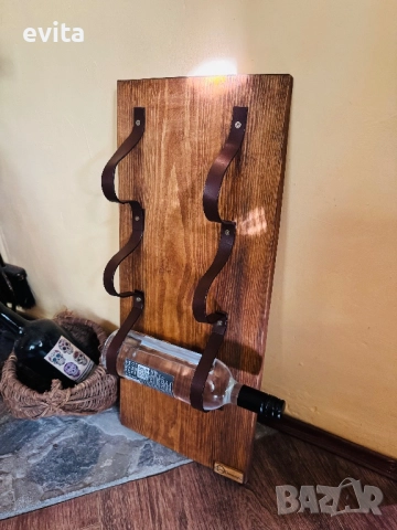 Елегантна стойка за 2–10 бутилки вино – кожа или премиум въже, снимка 4 - Други - 52406559