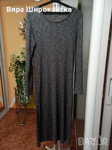 Сива рокля фино плетиво. Размер: L. 