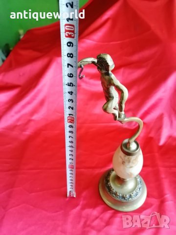 Уникат! Барокова Стойка за Джобен Часовник Бронз и Оникс, снимка 8 - Антикварни и старинни предмети - 34775592