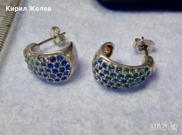 МАРКОВИ СКЪПОЦЕННИ СРЕБЪРНИ ОБЕЦИ СРЕБРО ВИСОКА ПРОБА ИНКРУСТИРАНИ с РАЗНОЦВЕТНИ СИНИ ЦИРКОНИ 31471, снимка 6 - Обеци - 50489461
