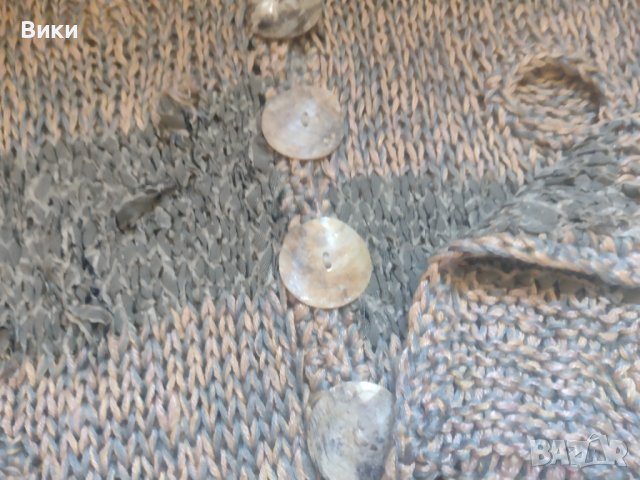 Ръчно плетена спорно елегантна лятна блуза с големи копчета, снимка 17 - Блузи с дълъг ръкав и пуловери - 41402568