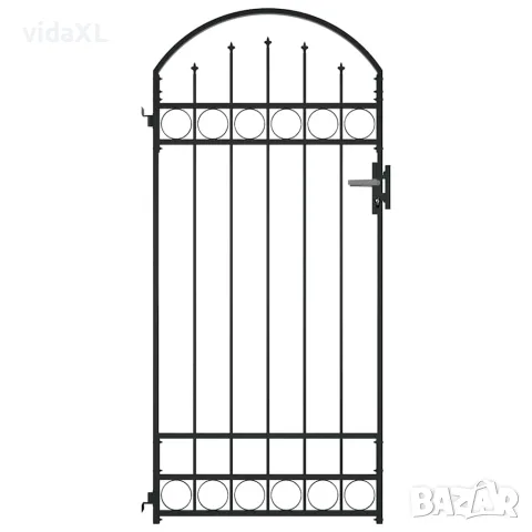 vidaXL Оградна порта ASSEN с арковиден връх, стомана, 89x200 см, черна