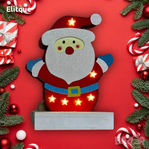 Светеща дървена фигурка във формата на Дядо Коледа, снимка 5 - Други стоки за дома - 52820157